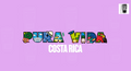 The image is a collage of various colorful illustrations representing different aspects of Costa Rica, arranged to spell out the word 
