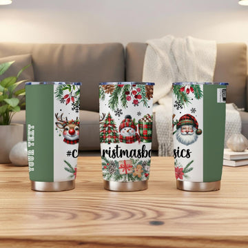 X-ChristmasBasics-INT - Stainless Steel Mug - Personalized 20oz Insulated Travel Cup With Spill Proof Lid